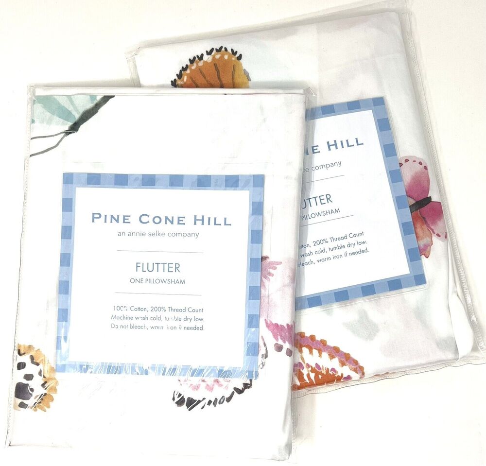 Pine Cone Hill Annie Selke Butterfly Flutter 2 Standard Pillow Shams Cotton